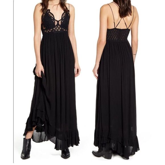 Free People Adella Maxi Dress - Lace Bodice, Cross straps open back – Excellent - Picture 2 of 12
